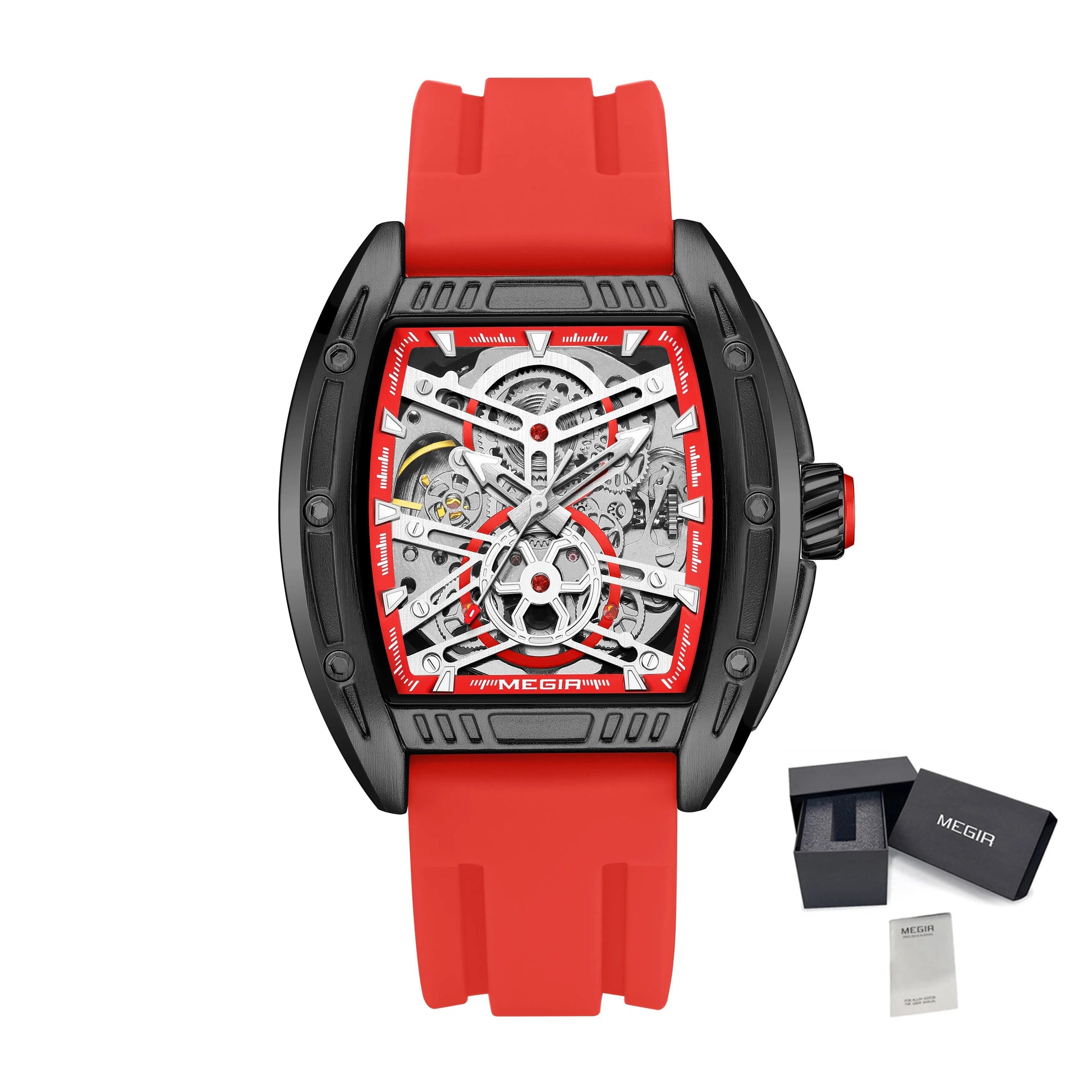 MEGIR Original Luxury Sport Watch for Men Silicone Band Automatic Mechanical Movement WristWatches Luminous Clock Reloj Hombre-18