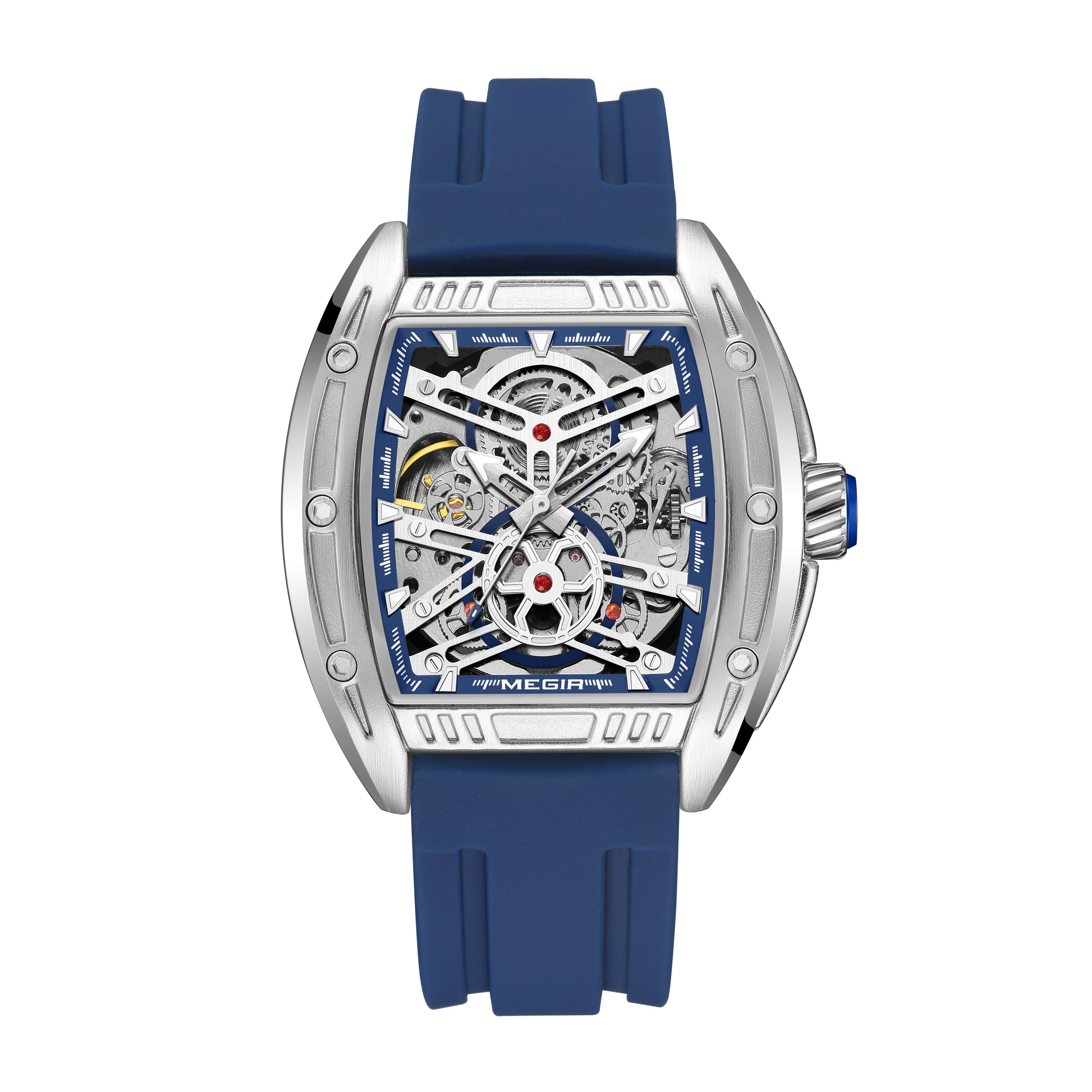 MEGIR Original Luxury Sport Watch for Men Silicone Band Automatic Mechanical Movement WristWatches Luminous Clock Reloj Hombre-9