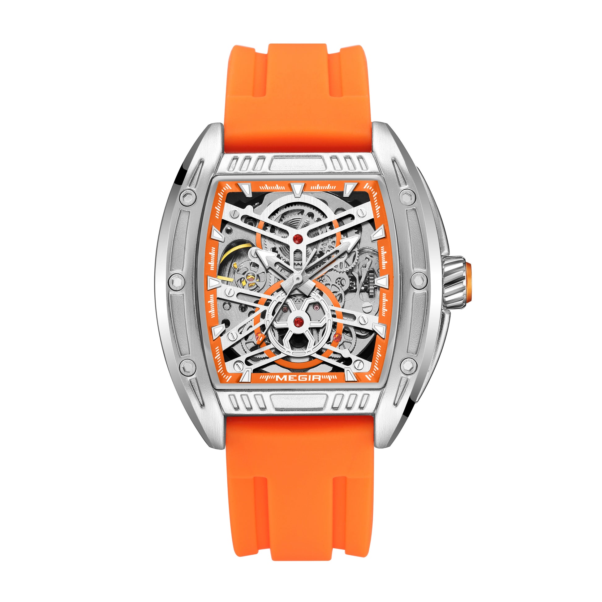 MEGIR Original Luxury Sport Watch for Men Silicone Band Automatic Mechanical Movement WristWatches Luminous Clock Reloj Hombre-16